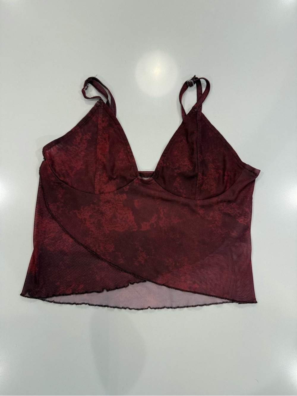 Crop Cami Sheer Adjustable Straps Womens XS (?) Boudreaux Color Versatile
